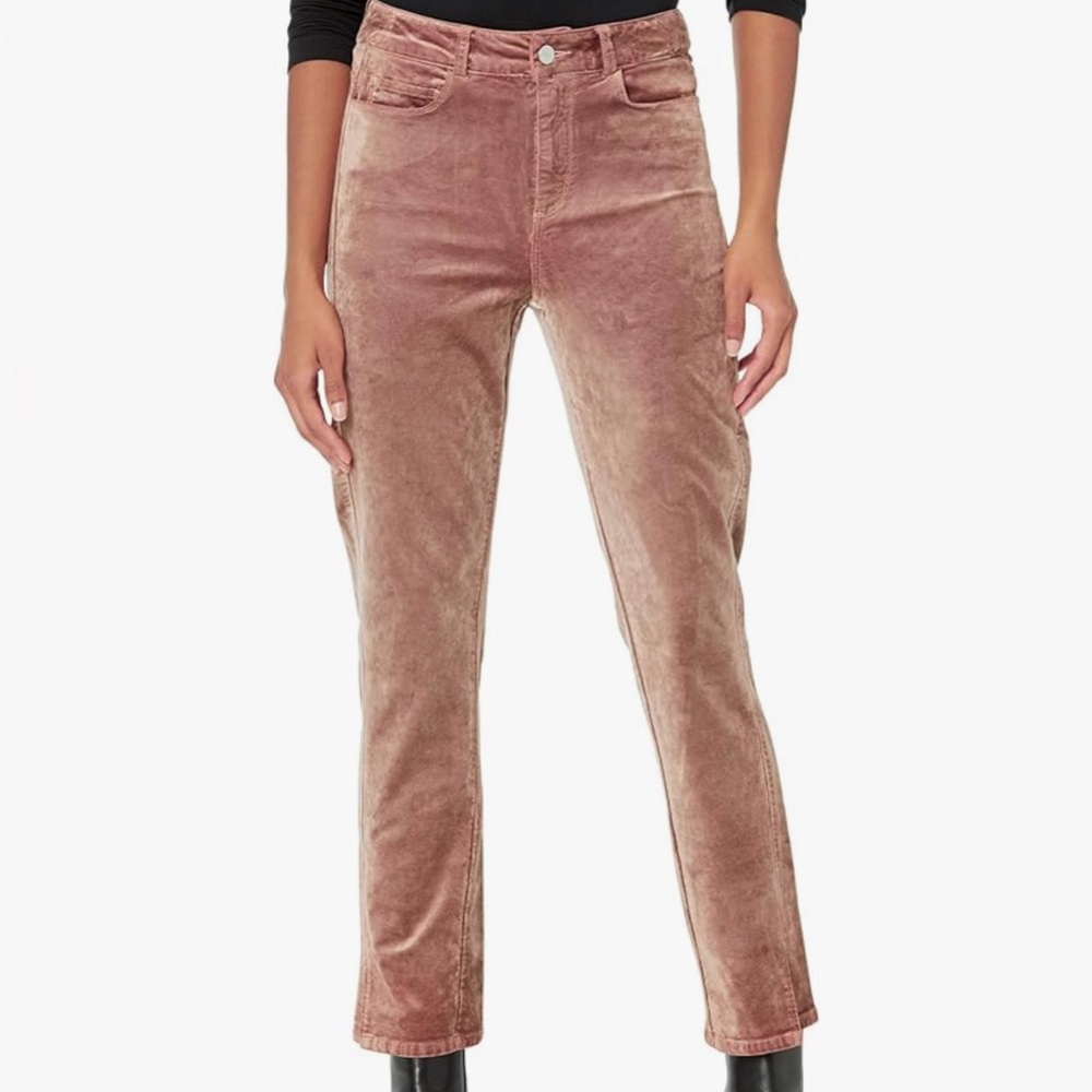 PAIGE Cindy Twisted Seam Split Velvet Pants | Muted Mauve | Size 29 | NWT